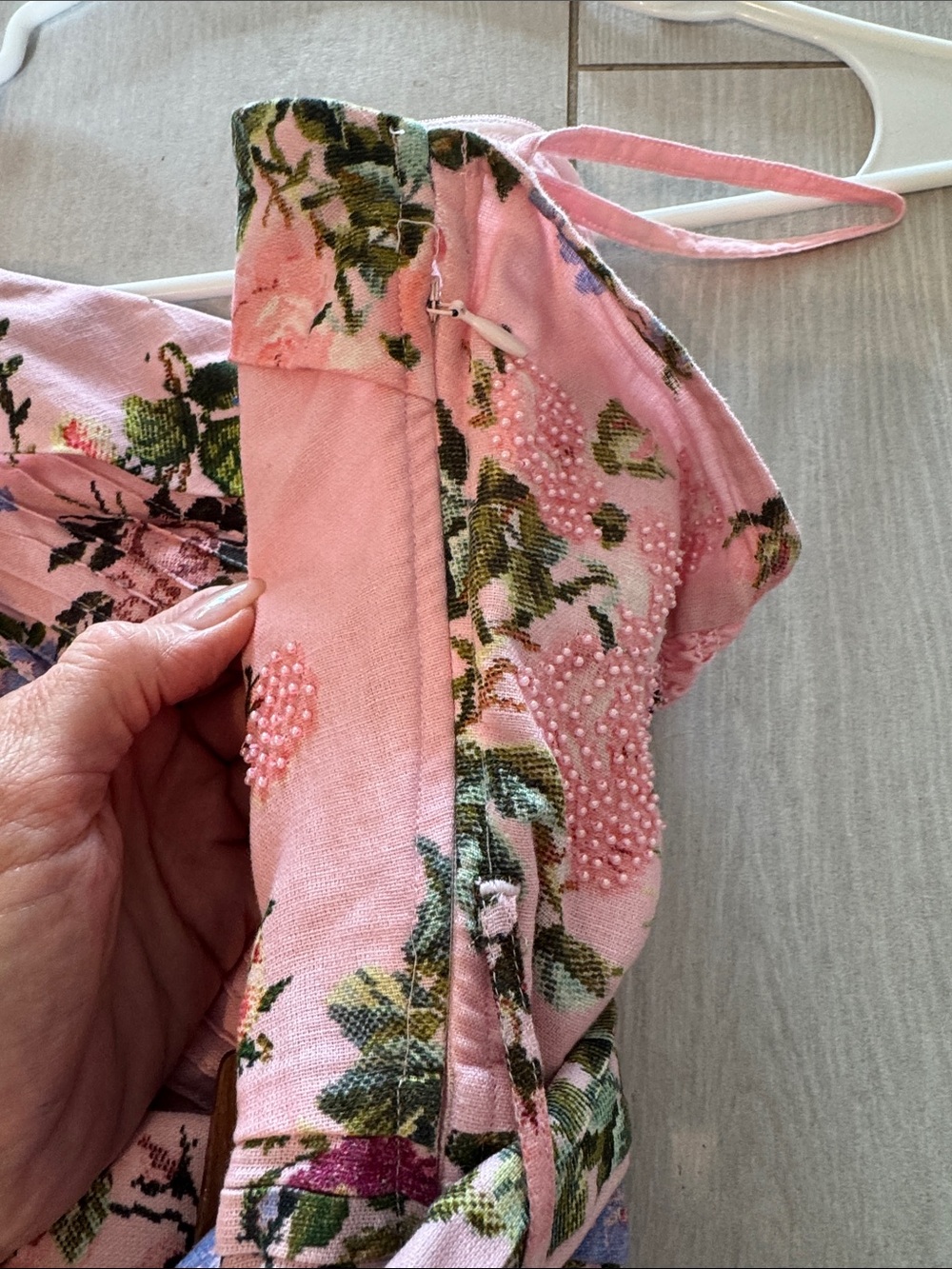 HEMANT & NANDITA Pink Floral Strapless Belted Mini Dress - Picture 5 of 8